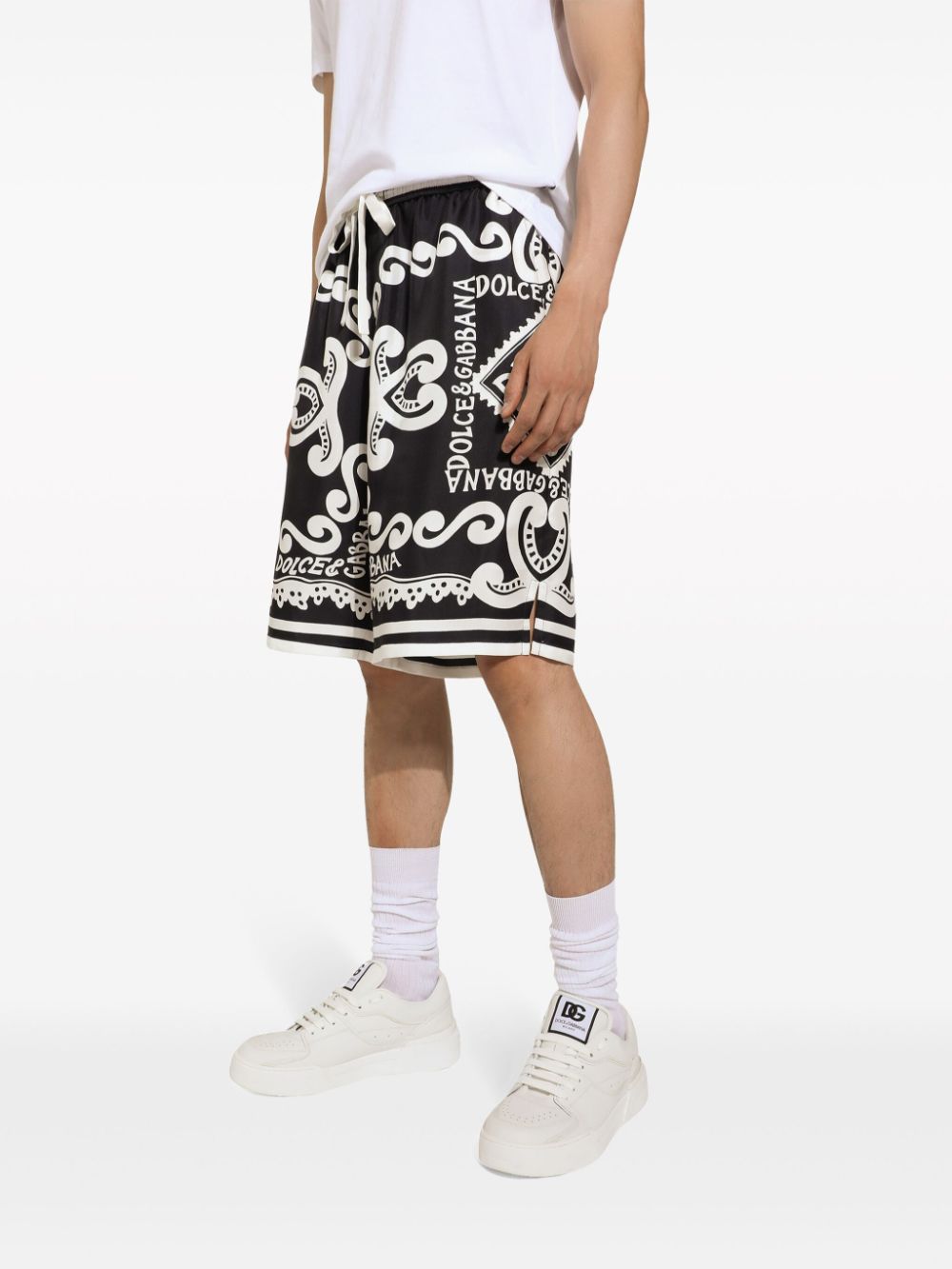 Dolce & Gabbana Marina Print Silk Shorts