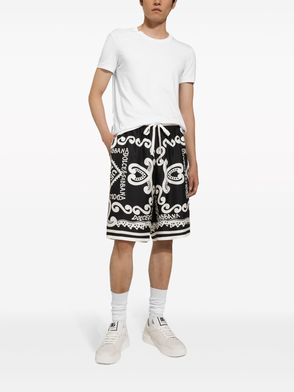 Dolce & Gabbana Marina Print Silk Shorts