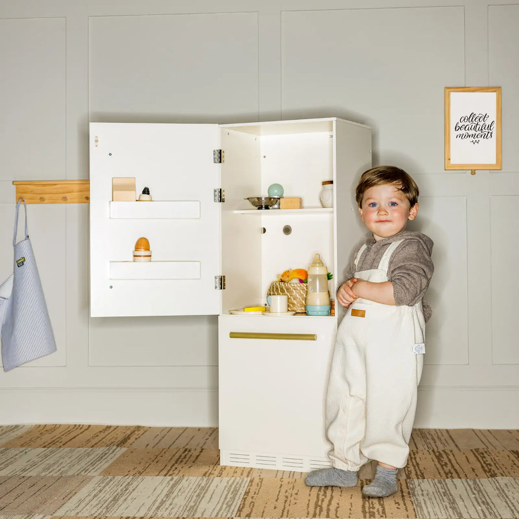 Tiny Land® Play Kitchen Accessories – Play Kitchen Fridge: Wooden Cabinet Refrigerator for Kids Tiny Land INC