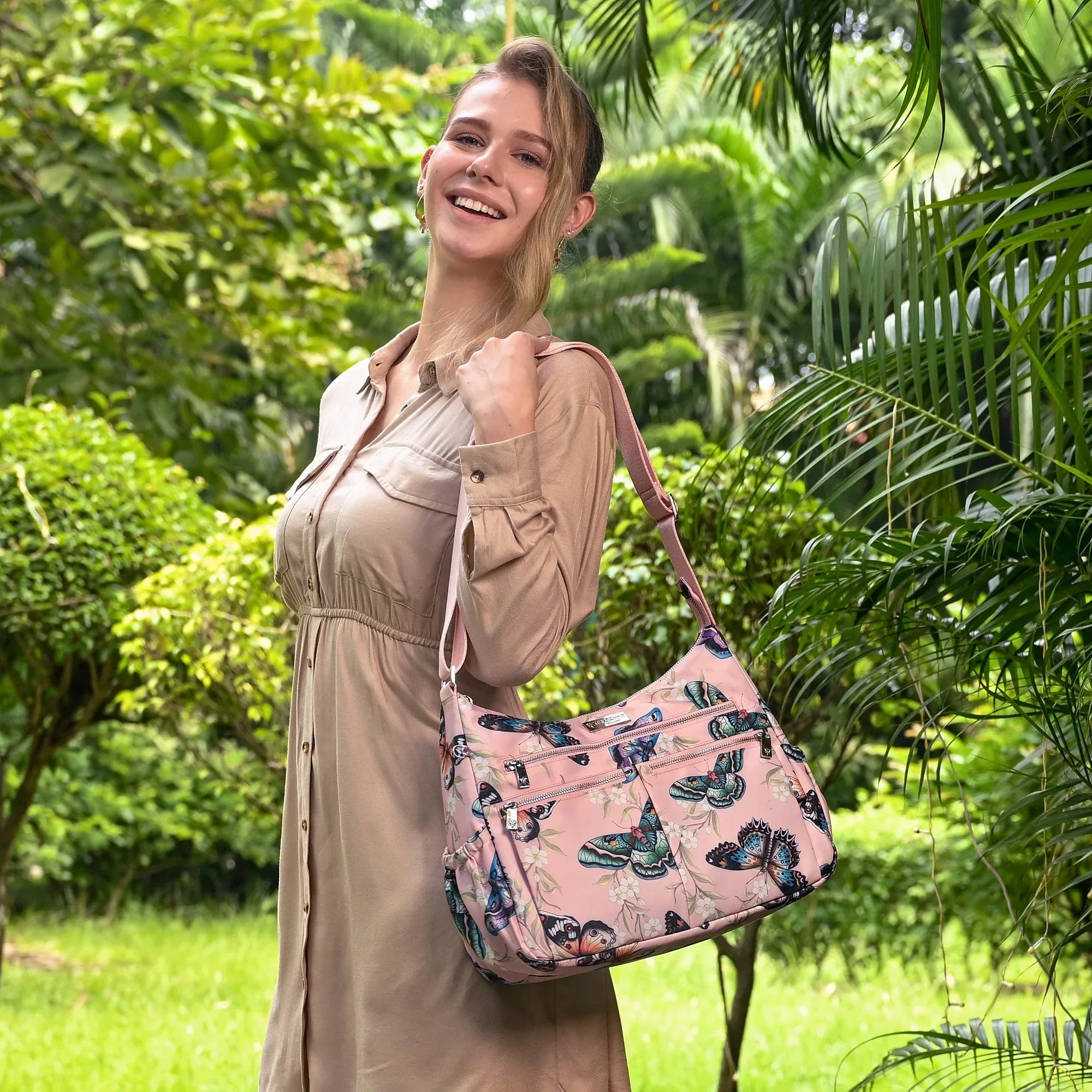 Wanderlust Luxe Fabric Crossbody Hobo - 12030