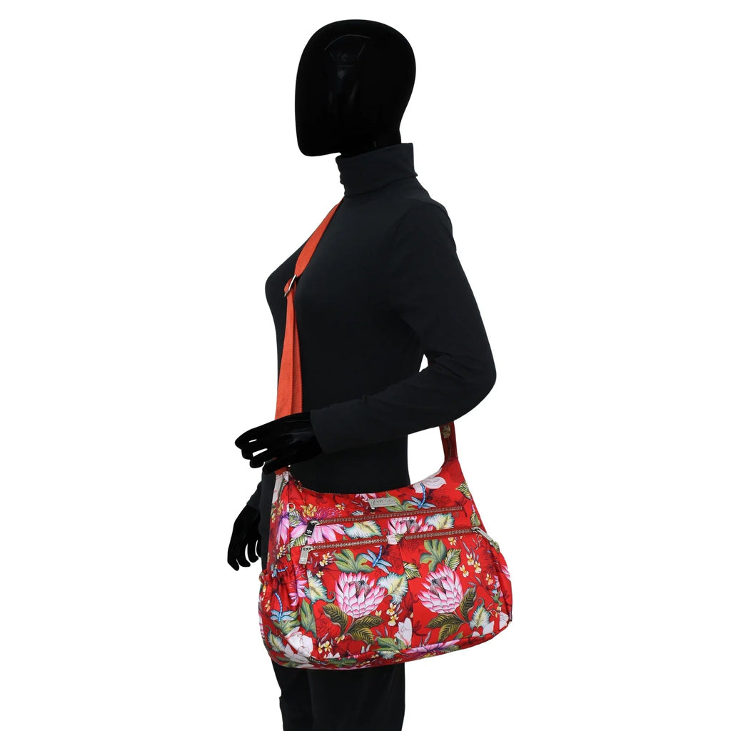 Wanderlust Luxe Fabric Crossbody Hobo - 12030