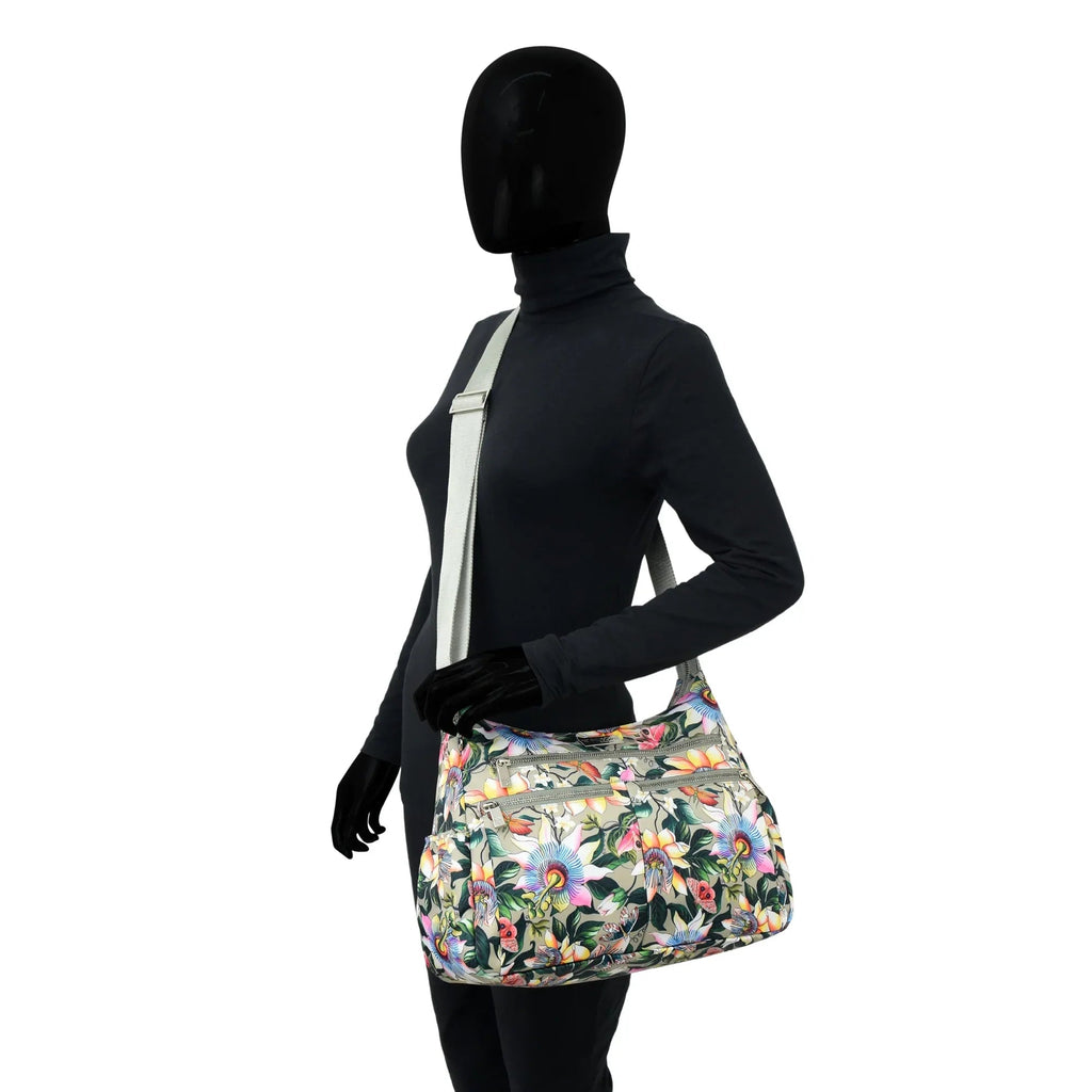 Wanderlust Luxe Fabric Crossbody Hobo - 12030