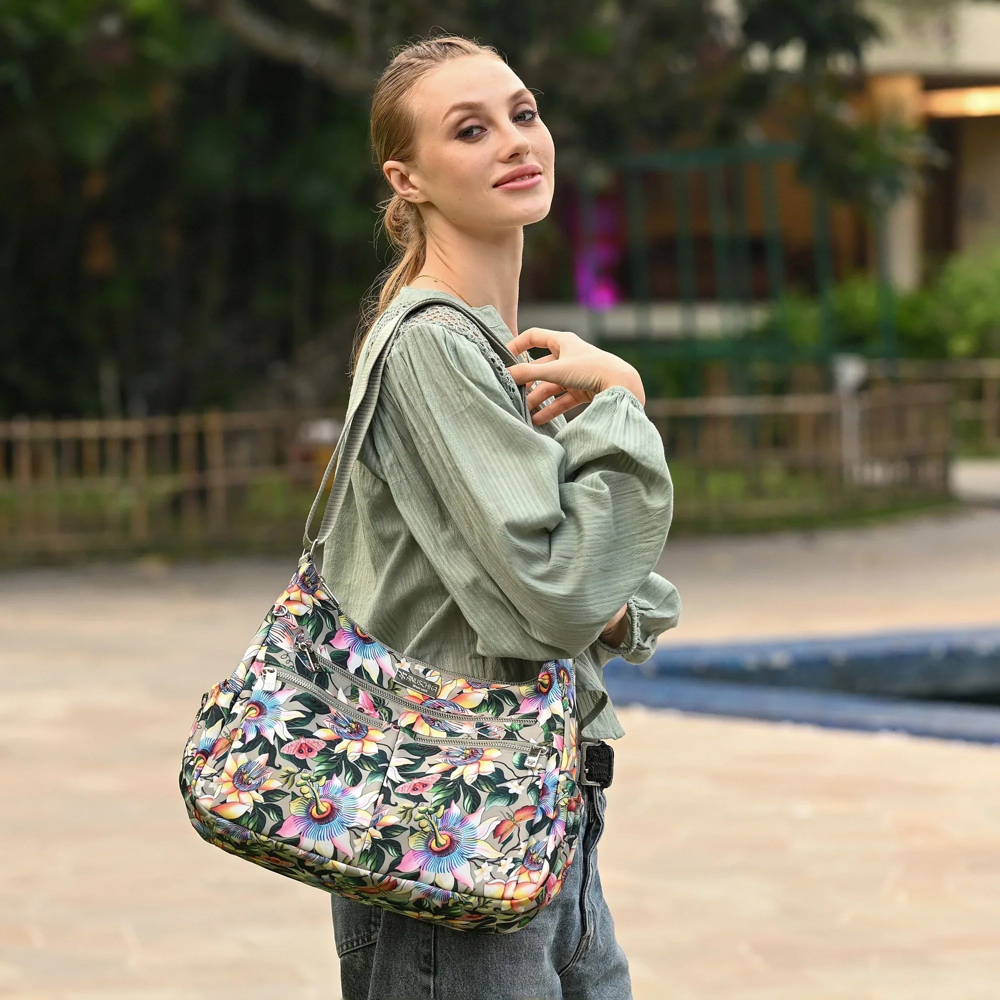 Wanderlust Luxe Fabric Crossbody Hobo - 12030