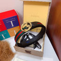 GUCCI Embellished coated-canvas and leather belt 'Black/Green/Red' Banlieue91