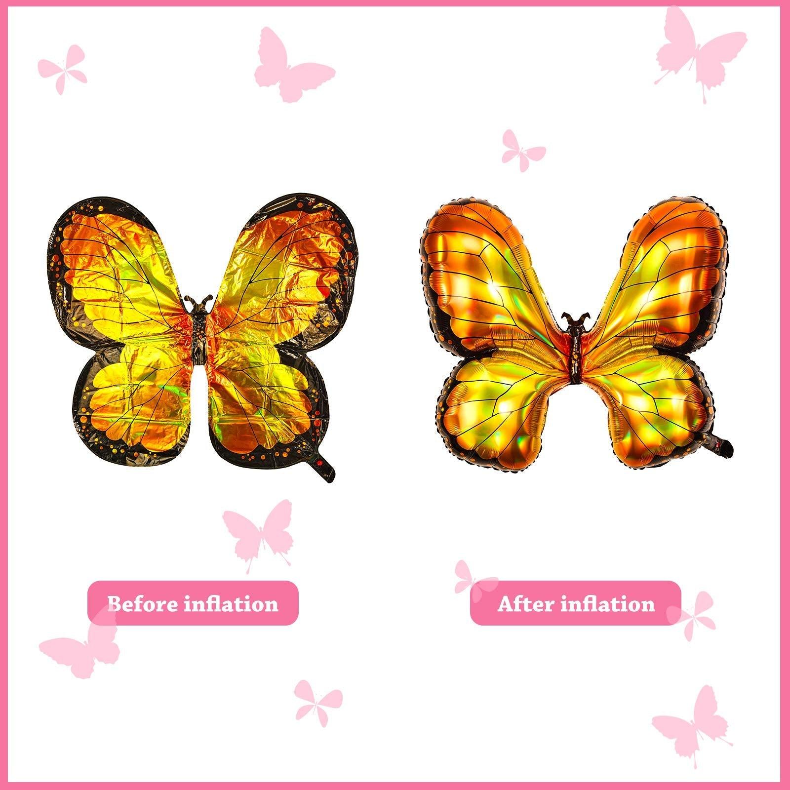 123Pcs Orange Gray Blue Butterflly Foil Helium Balloons Arch Garland Birthday Decorations For Baby Shower Gender Reveal Party Decorations Hallowen Decoration Butterfly Ballons