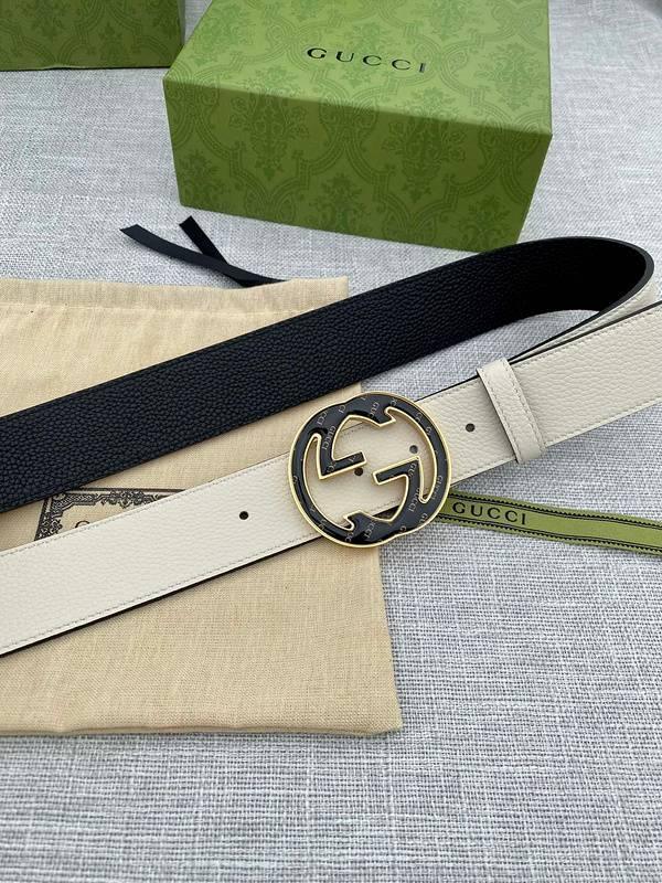 GUCCI Embellished coated-canvas and leather belt 'Cream' Banlieue91