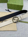 GUCCI Embellished coated-canvas and leather belt 'Cream' Banlieue91