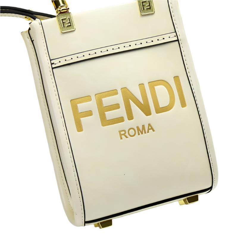 Fendi  Vitello King Plexiglass Logo Embossed Mini Fendi Sunshine Shopper Tote