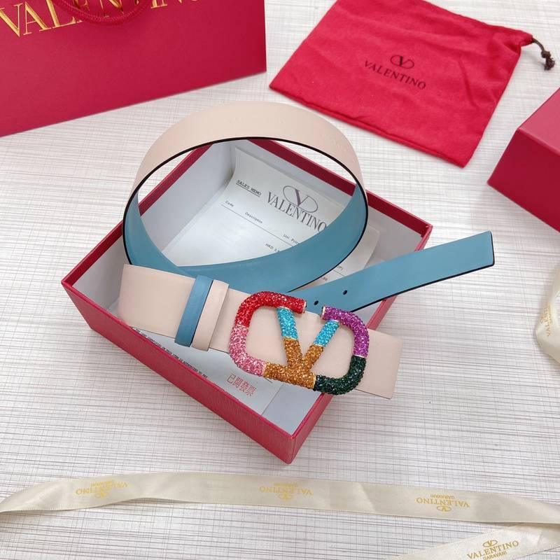 VALENTINO GARAVANI V logo Rainbow Reversible Leather Belt 'Beige/Sky Blue' Banlieue91