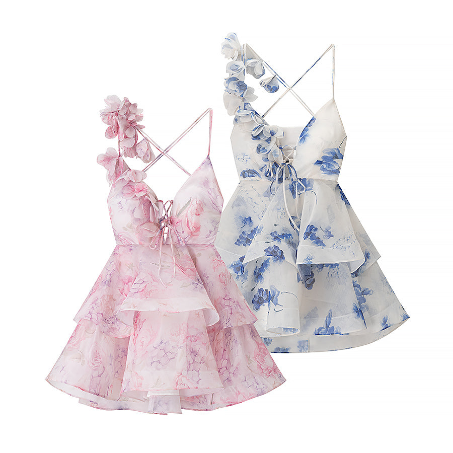 Homemade Women Clothing Fashionable Casual Floral Waist Trimming Spaghetti Straps Dress Bella Mia