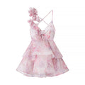 Homemade Women Clothing Fashionable Casual Floral Waist Trimming Spaghetti Straps Dress Bella Mia