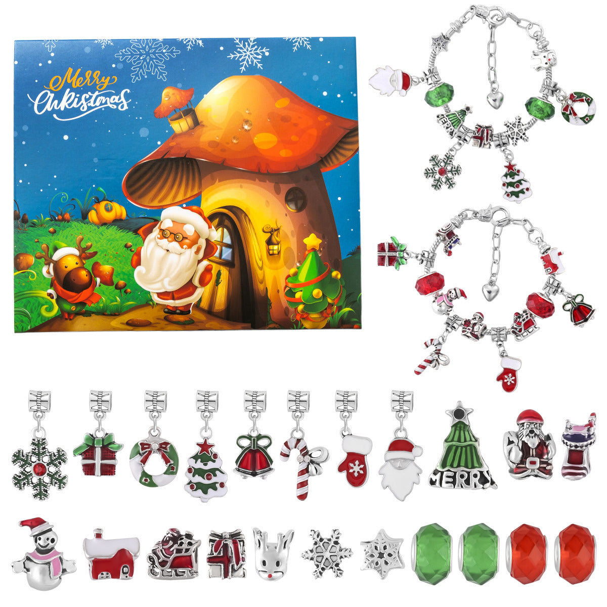 DIY creative children's bracelet jewelry 24-grid calendar Christmas holiday surprise blind box silver set V.I.P Digital Presence