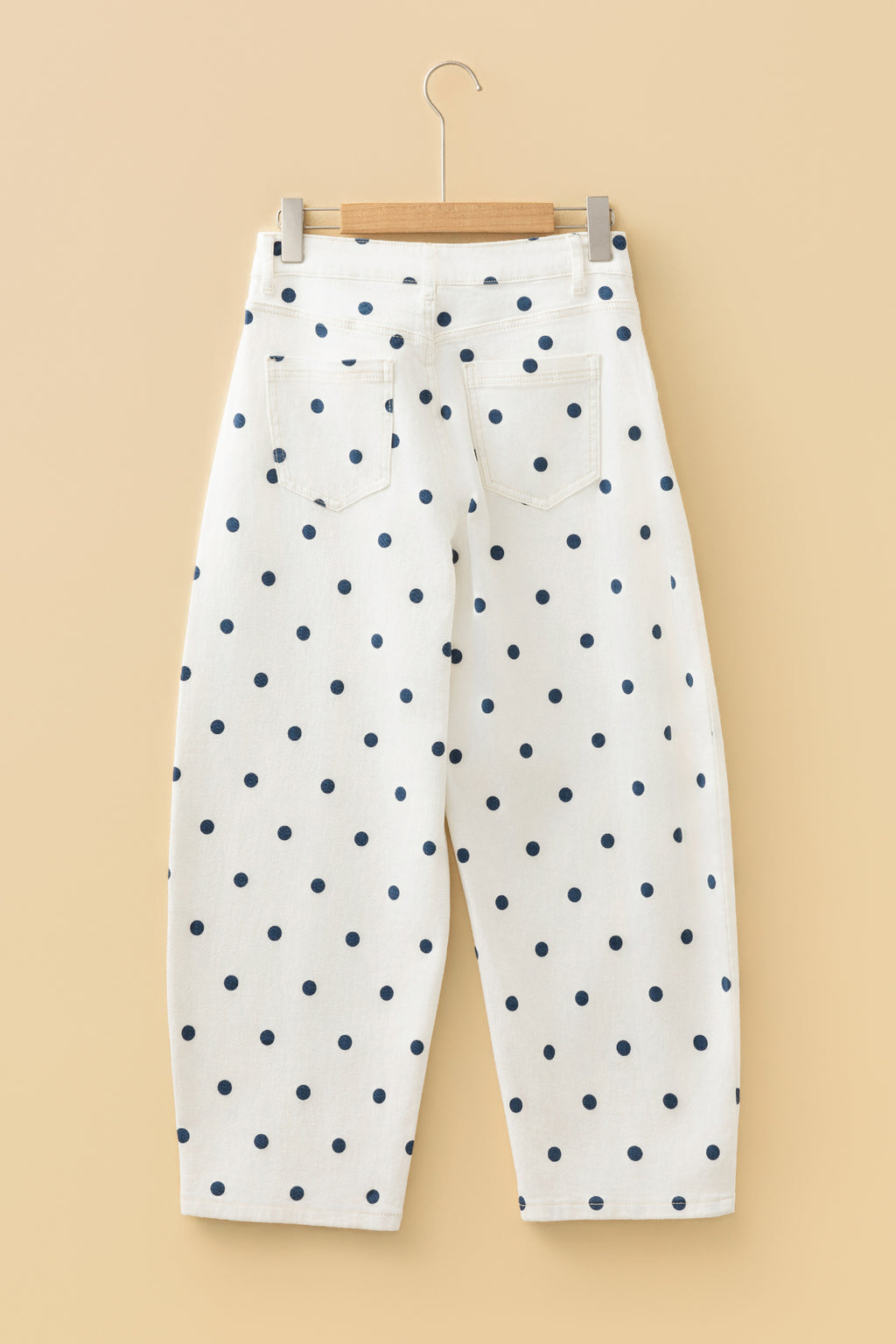 Brown Tailored Seam Polka Dot Print Barrel Casual Jeans