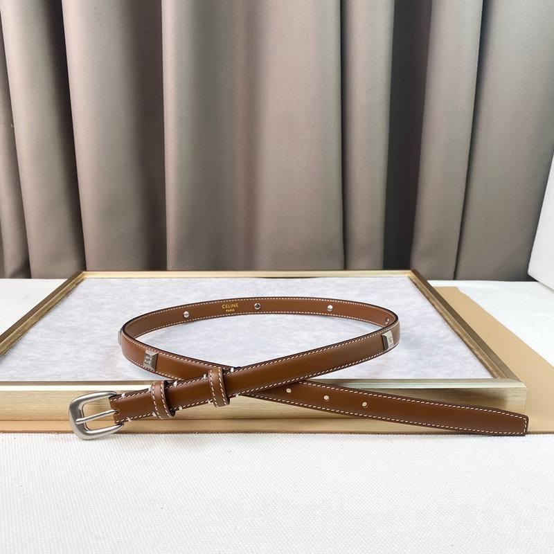 Celine Women Silver Buckle Belt 'Brown' Banlieue91