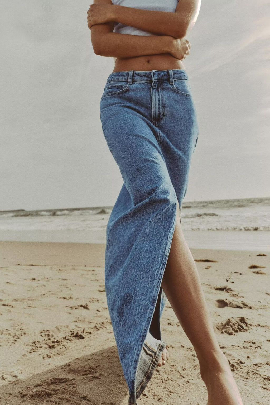Women Summer Casual Denim Midi Skirt Bella Mia