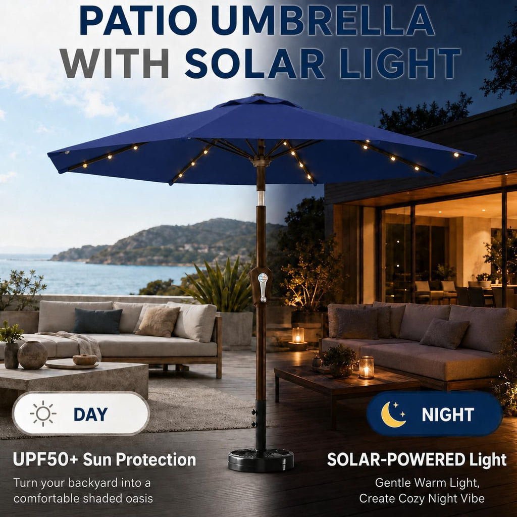 Ten Foot Patio Umbrella With Premium LED Lights UV Guard