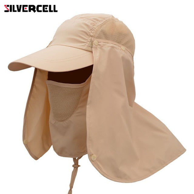 Sun Caps Flap Hats 360 degree Solar UV Protection Sun Hat Summer Men Women Sun Visor Cap Folding Removable Neck Face Mask Head V.I.P Digital Presence