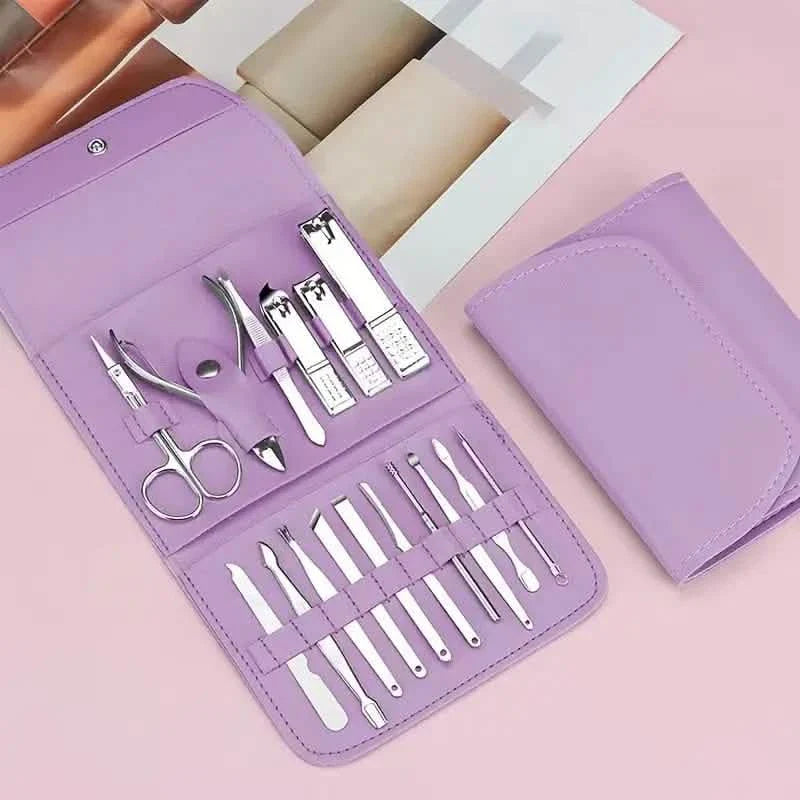 16-Pieces: Nail Clippers Manicure Tool Set with Portable Travel Case DailySale