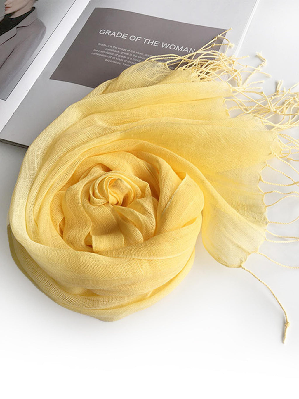 100% Linen Lightweight Solid Color Scarf BIANCA LINTICO