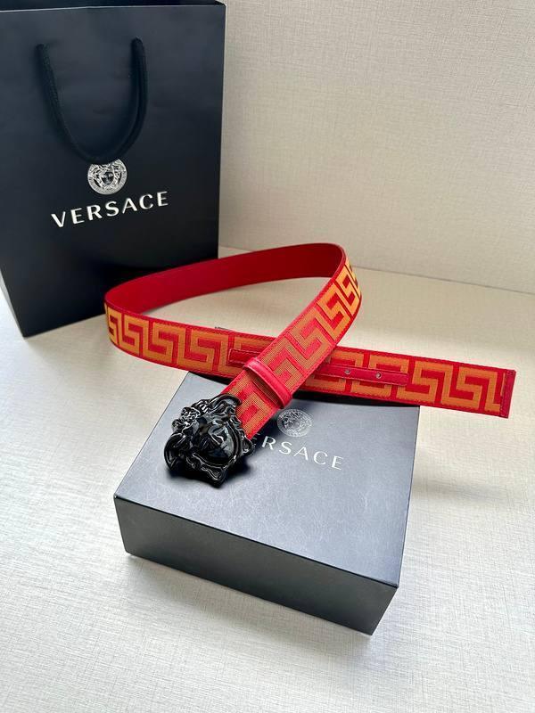 VERSACE La Medusa La Greca Belt In Red Banlieue91