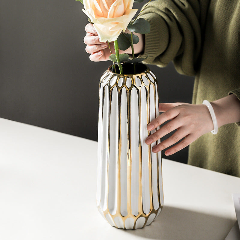 Fashion White Ceramic Blank Space Vase Hydroponic Dried Flowers