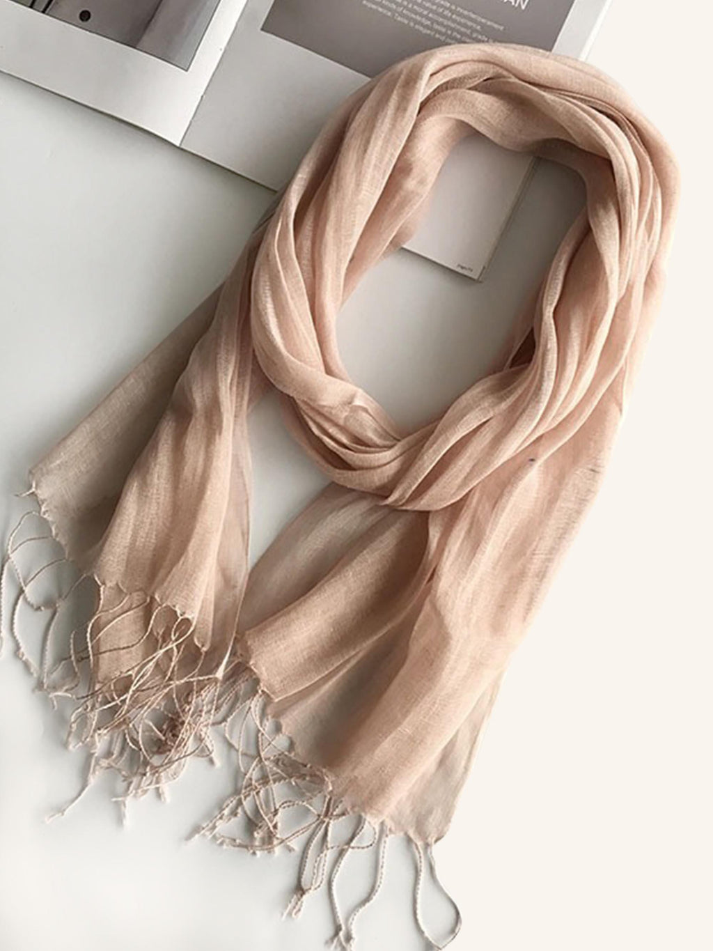 100% Linen Lightweight Solid Color Scarf BIANCA LINTICO
