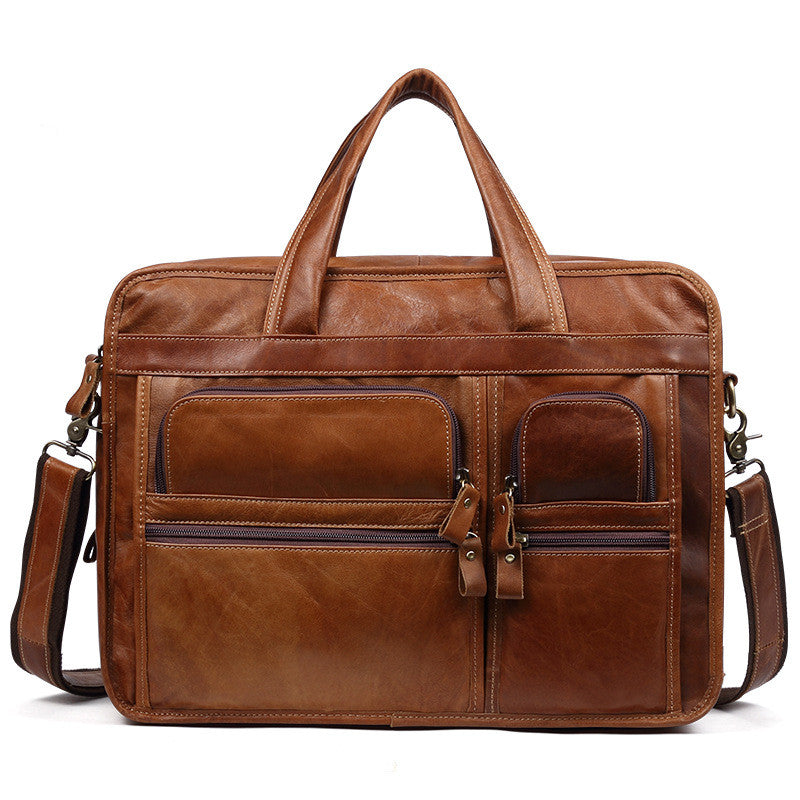 Casual Retro Leather Men's Briefcase Handbag Pi-Mart