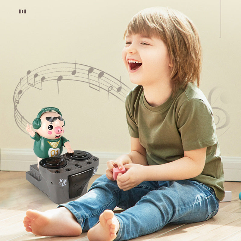 New Electric DJ Playing DJ Piggy Swing Bar Colorful Lighting Dynamic Music Rock Pig Children's Toys Wholesale