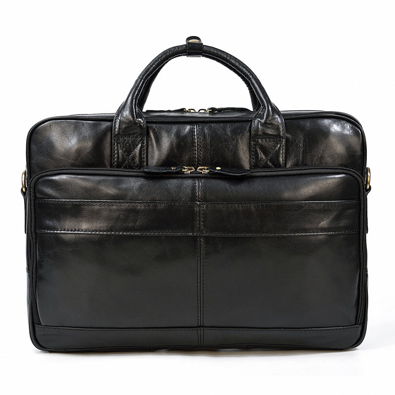 Vintage Men's Briefcase Genuine Leather Business Commuter Bag Crazy Horse Leather Pi-Mart