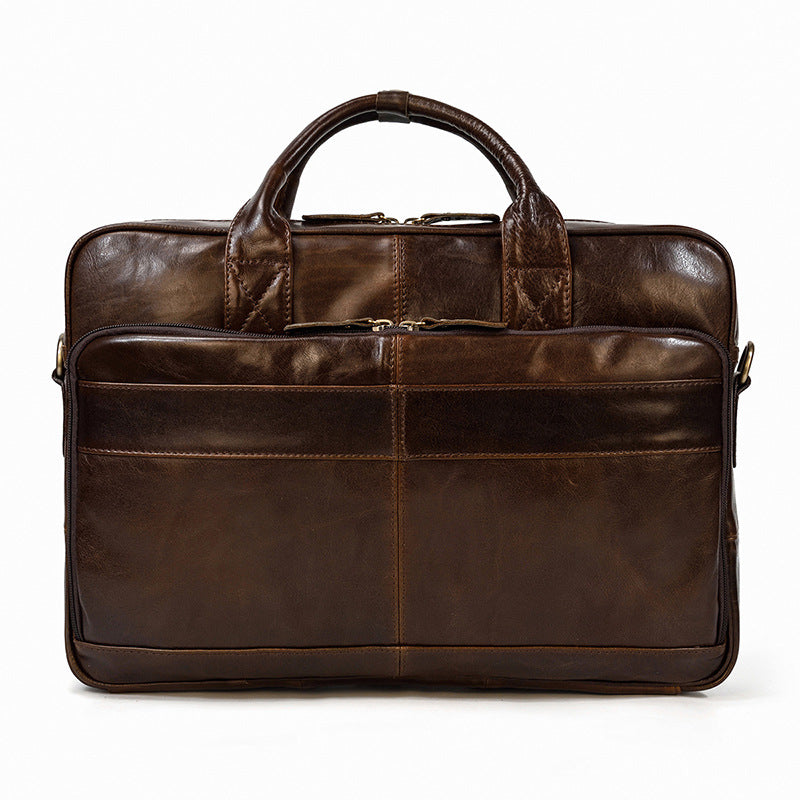 Vintage Men's Briefcase Genuine Leather Business Commuter Bag Crazy Horse Leather Pi-Mart