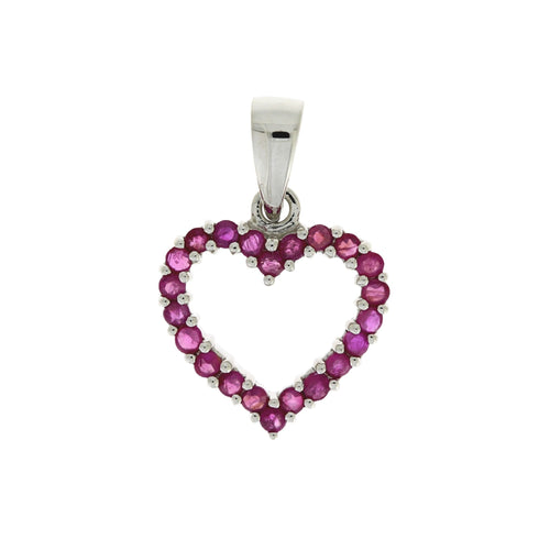 .37ct Ruby Heart Love Pendant 10KT White Gold Bids.com