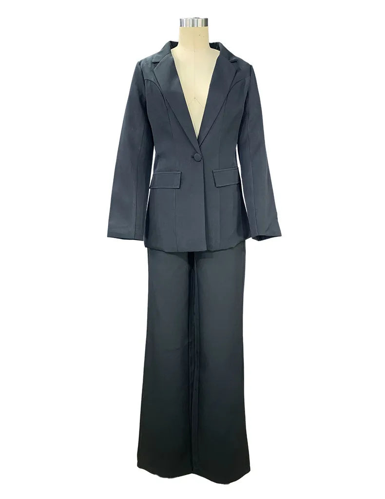 Women's Professional Blazer & Trousers Suit Set – Long Sleeve, Full Length FitiqueFit