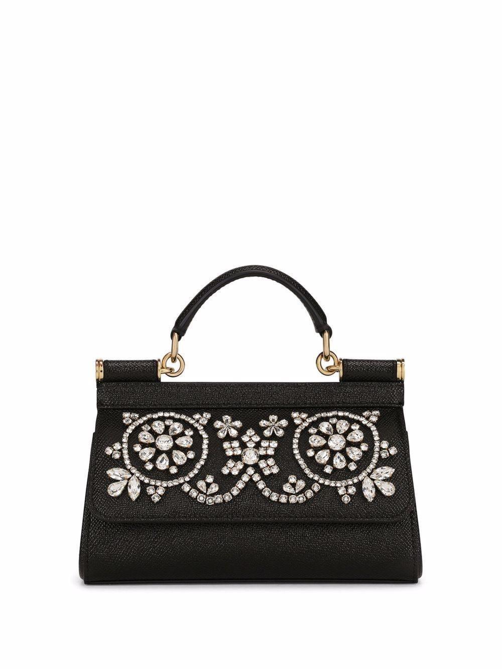 Dolce & Gabbana small Sicily rhinestone-embellished top-handle bag Banlieue91