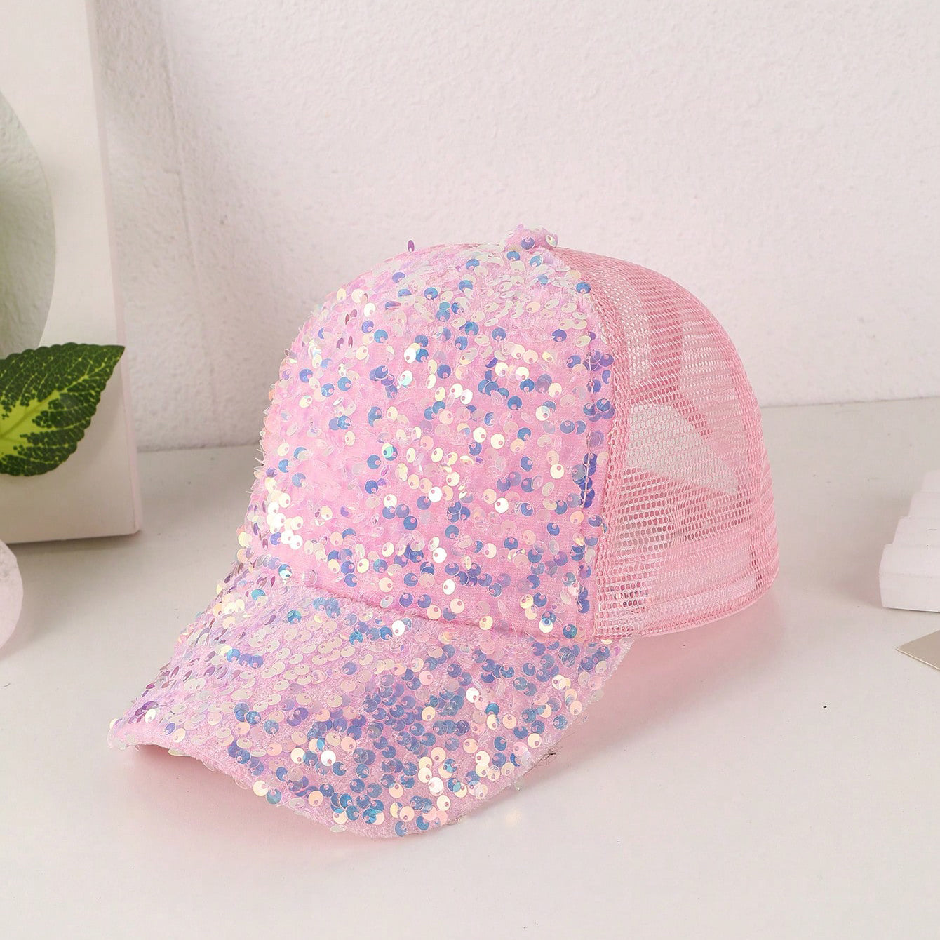 Sequin-Embroidered Mesh Baseball Cap with Sunshade – Breathable Trendy Hat FitiqueFit
