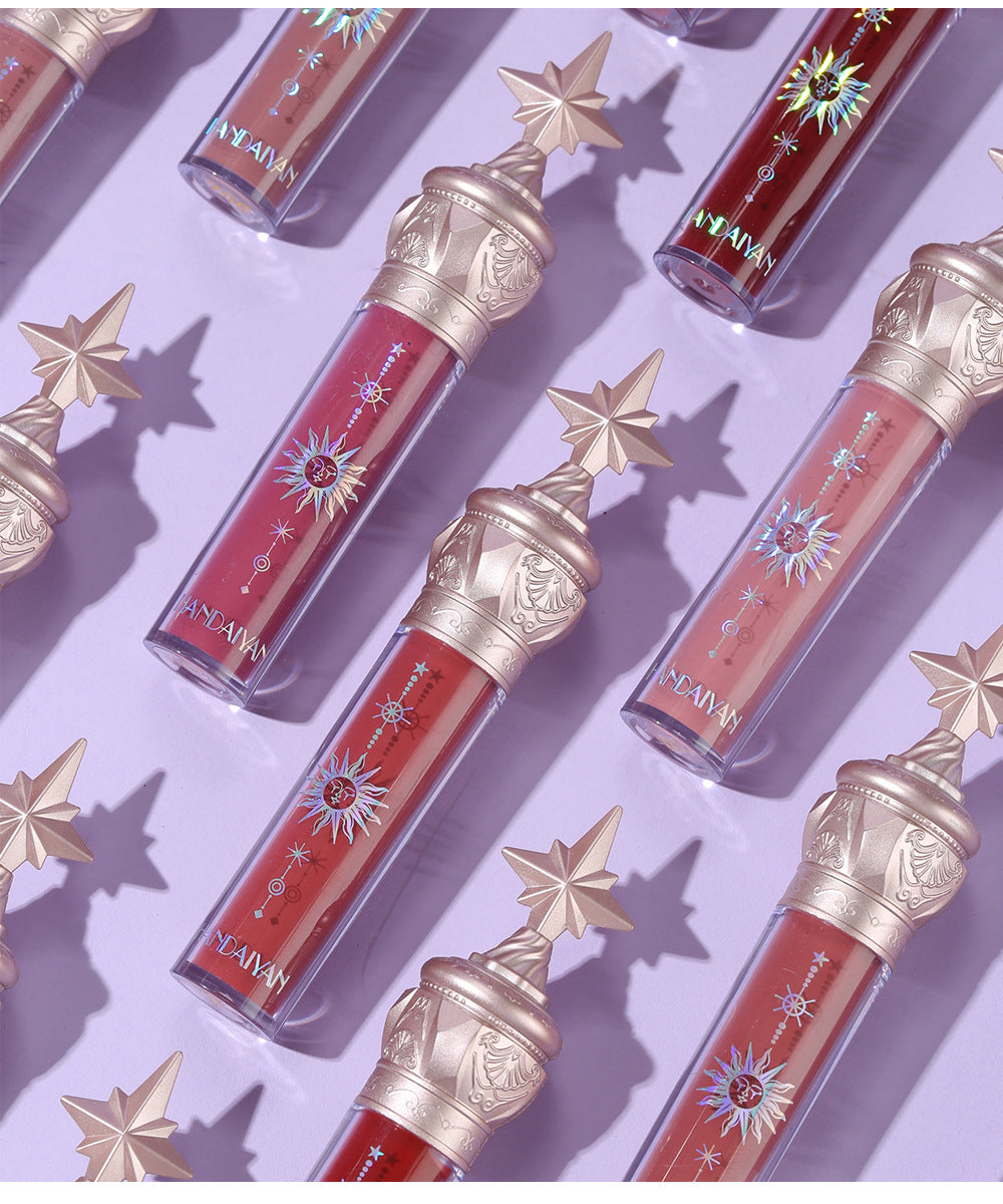 HANDAIYAN Small Star Stick Lip Gloss Lipstick Water Light Film Mirror Lip Glaze Glass Lip Gloss Moisturizing Lasting Not Easy To Fade