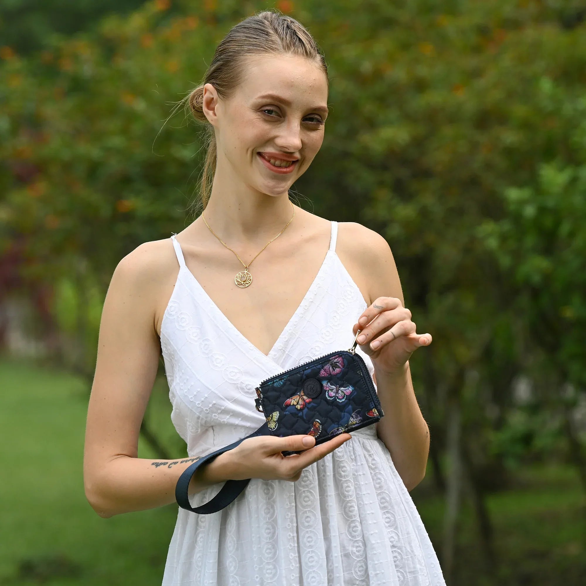 Wanderlust Quilted Fabric Double Zip Wristlet - 18003