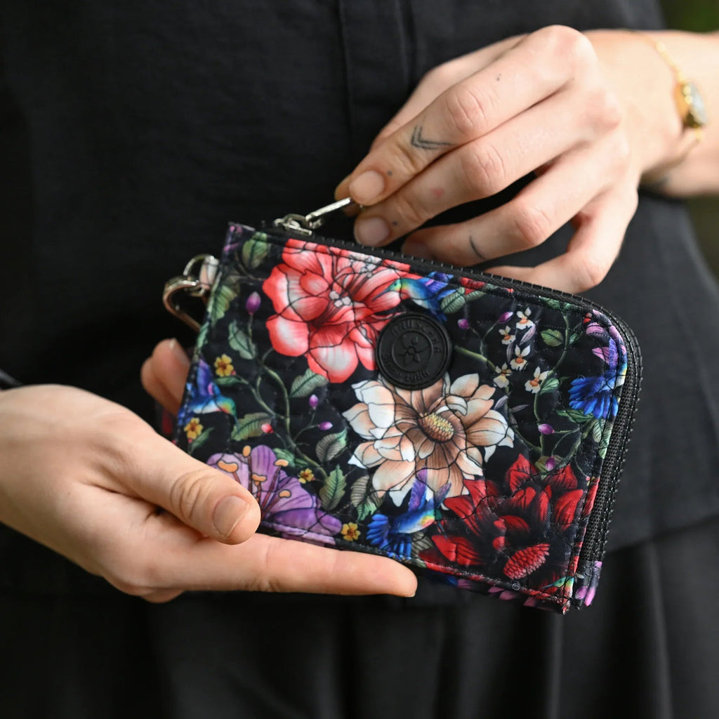 Wanderlust Quilted Fabric Double Zip Wristlet - 18003