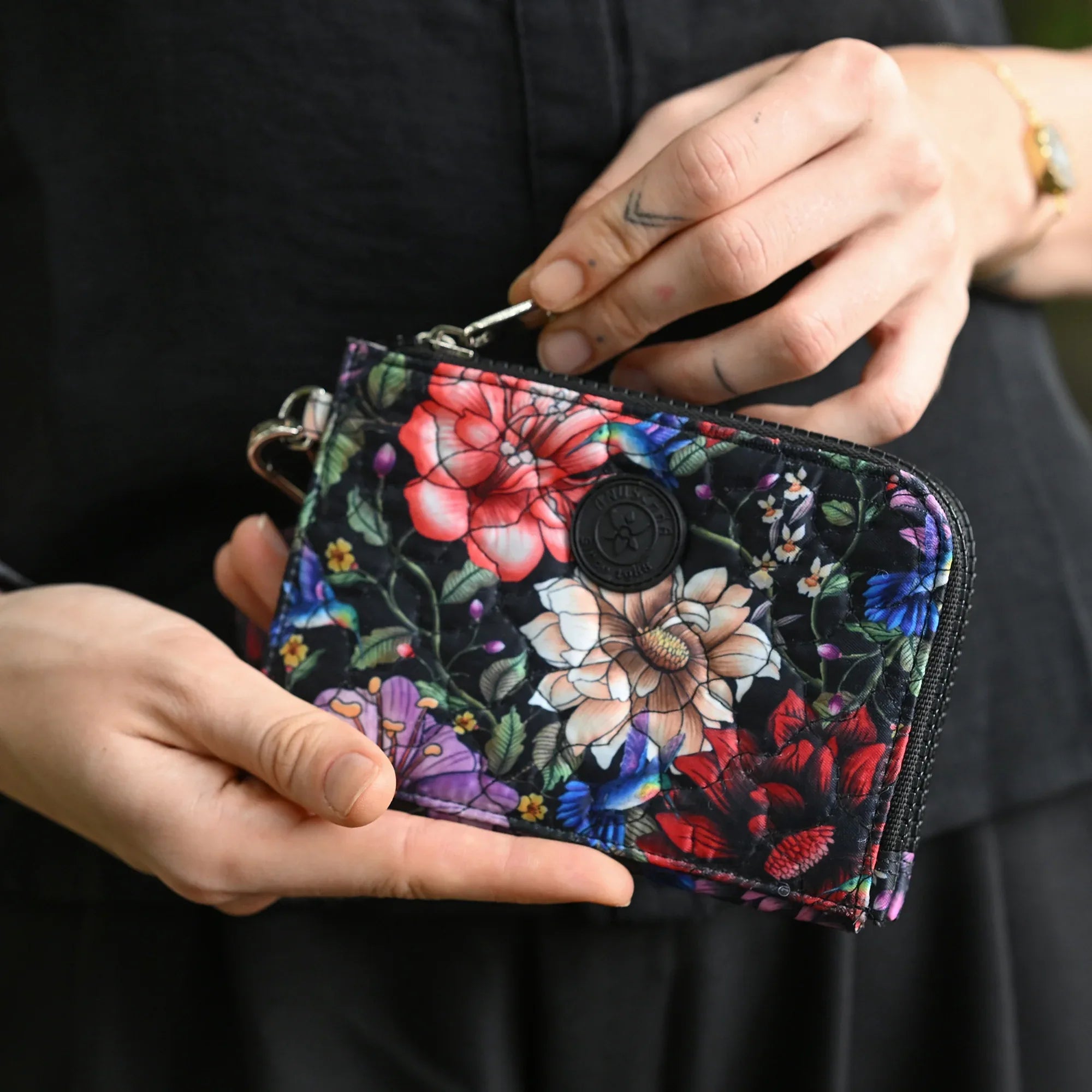 Wanderlust Quilted Fabric Double Zip Wristlet - 18003