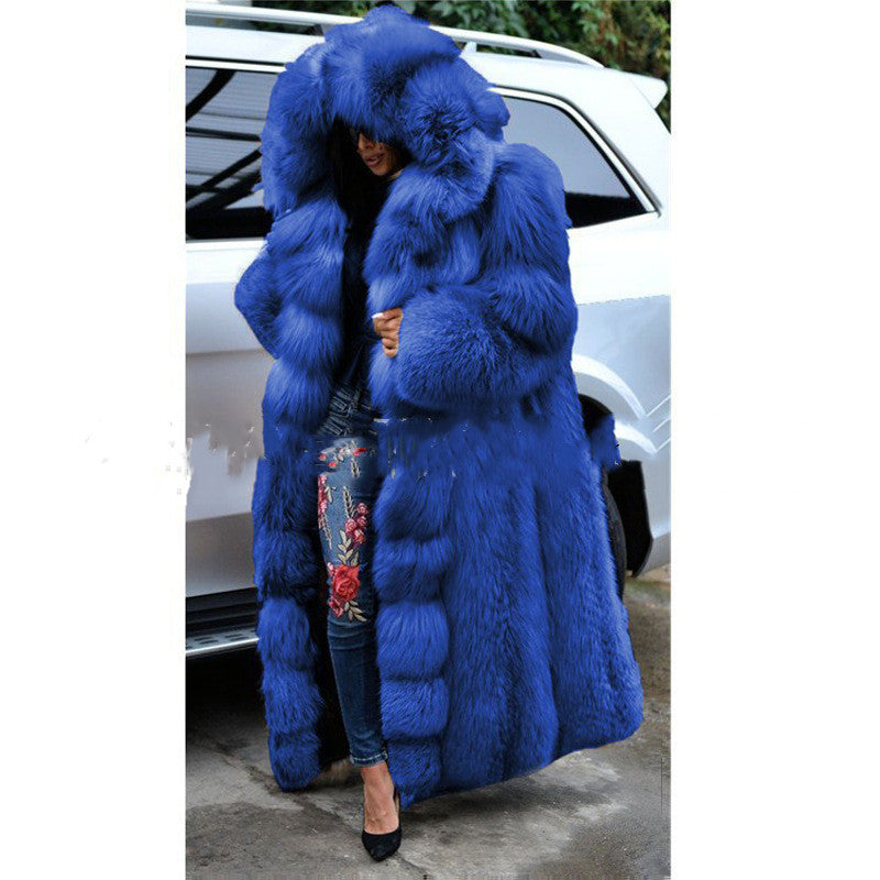 Faux Fur Coat Women Long Hooded Fur Coat FLIPSTYLEZLLC
