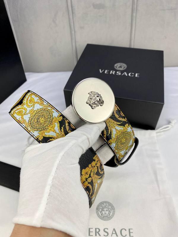 Versace MEDUSA BIGGIE ENAMEL LEATHER BELT Banlieue91