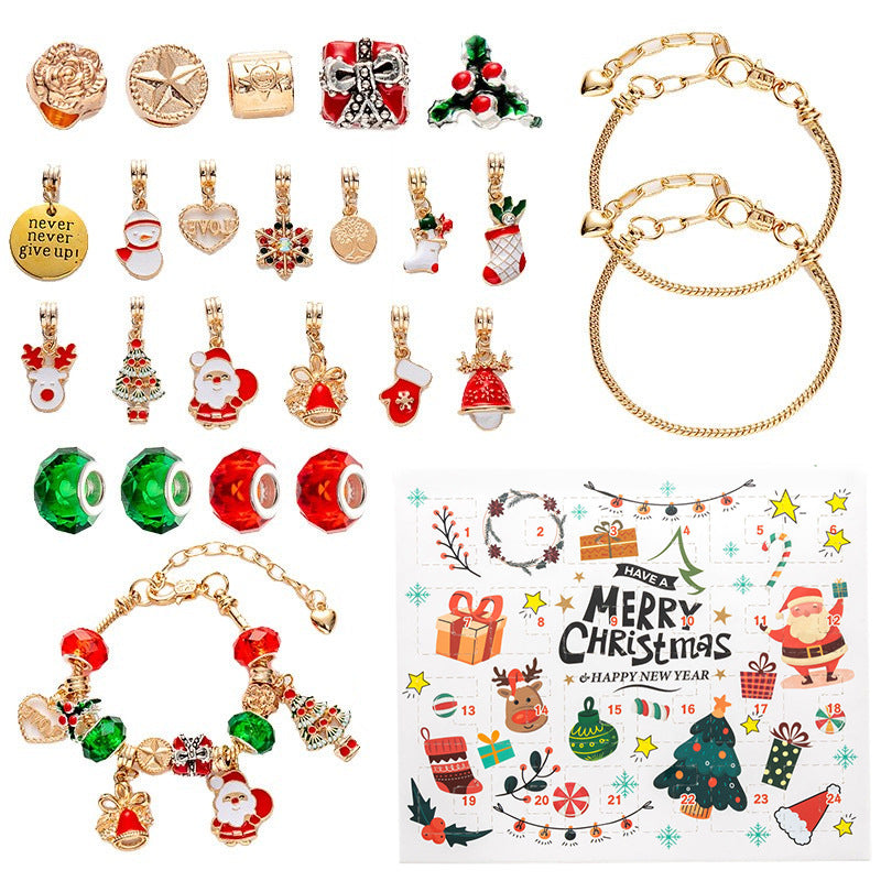 DIY creative children's bracelet jewelry 24-grid calendar Christmas holiday surprise blind box silver set V.I.P Digital Presence