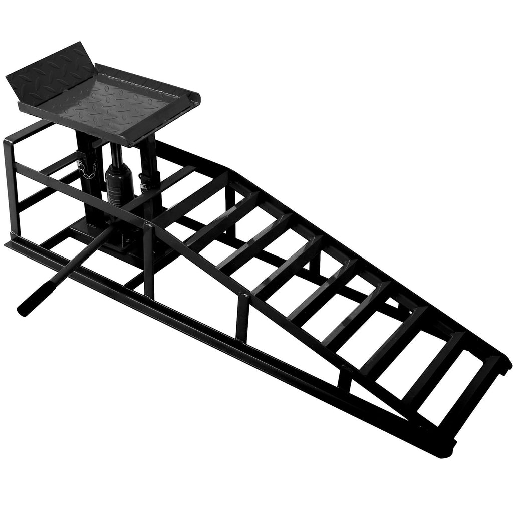 Car truck service ramp lift, garage car lift hydraulic ramp black 5-ton, maintenance frame lift (2 packs) black