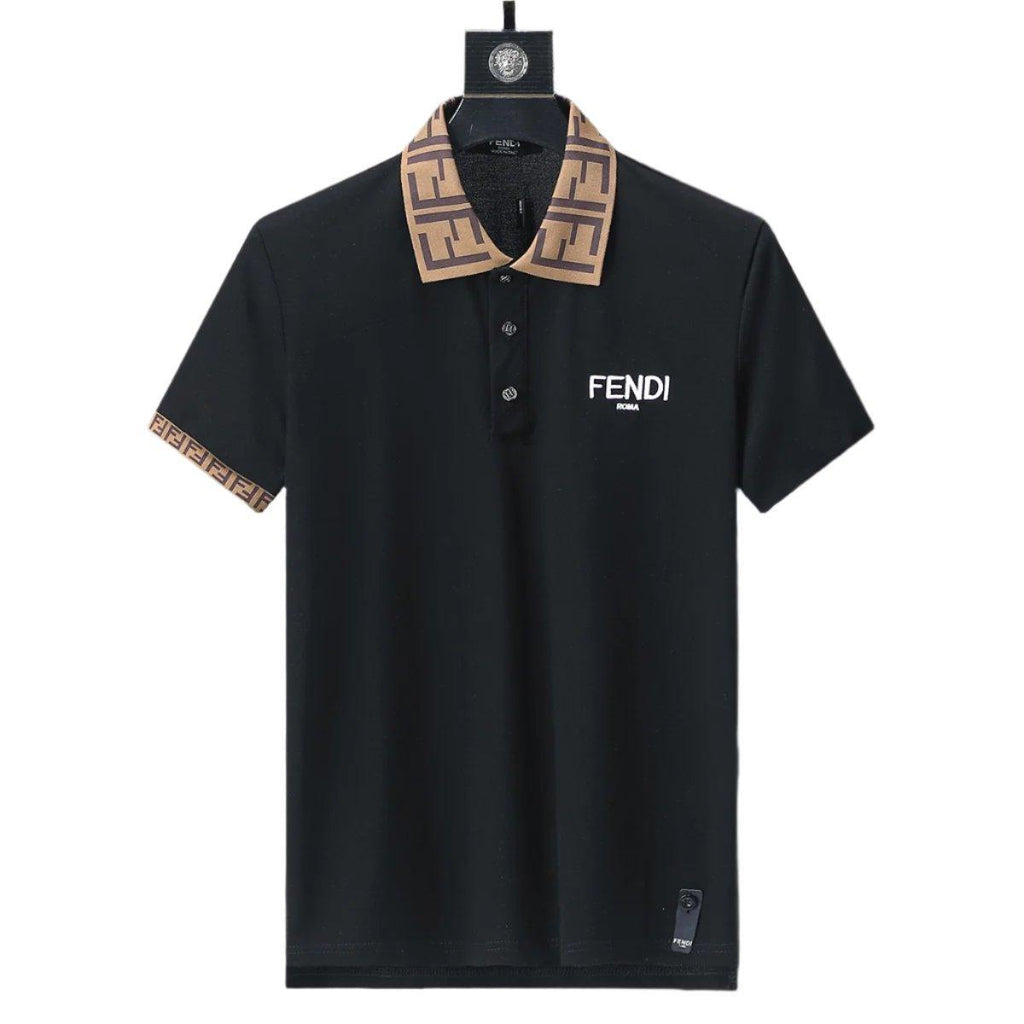 Fendi Black T-shirt with Collar Banlieue91