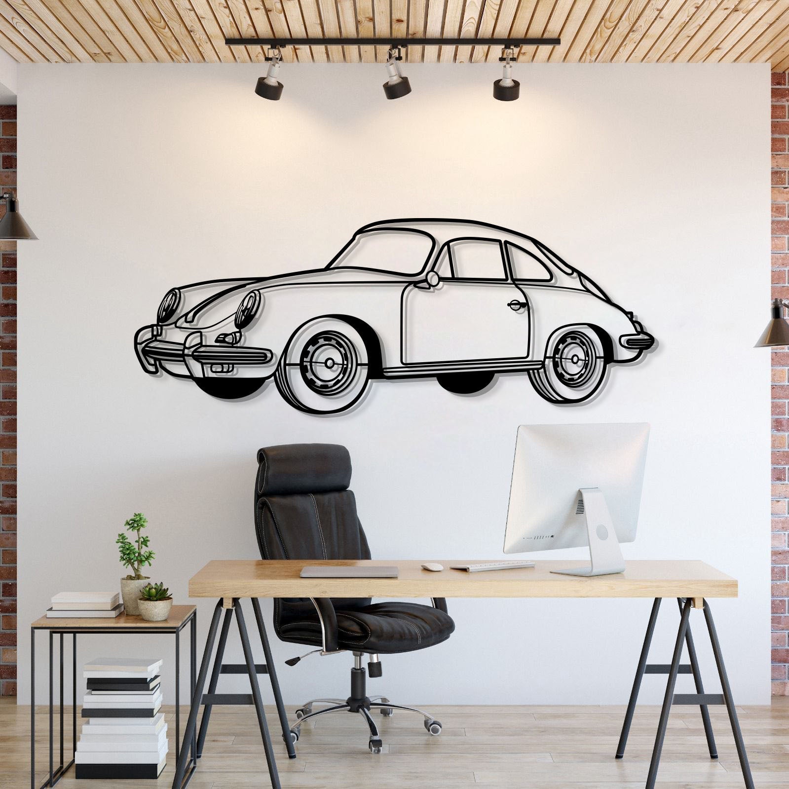 1964 356 SC Perspective Metal Car Wall Art - MT1286