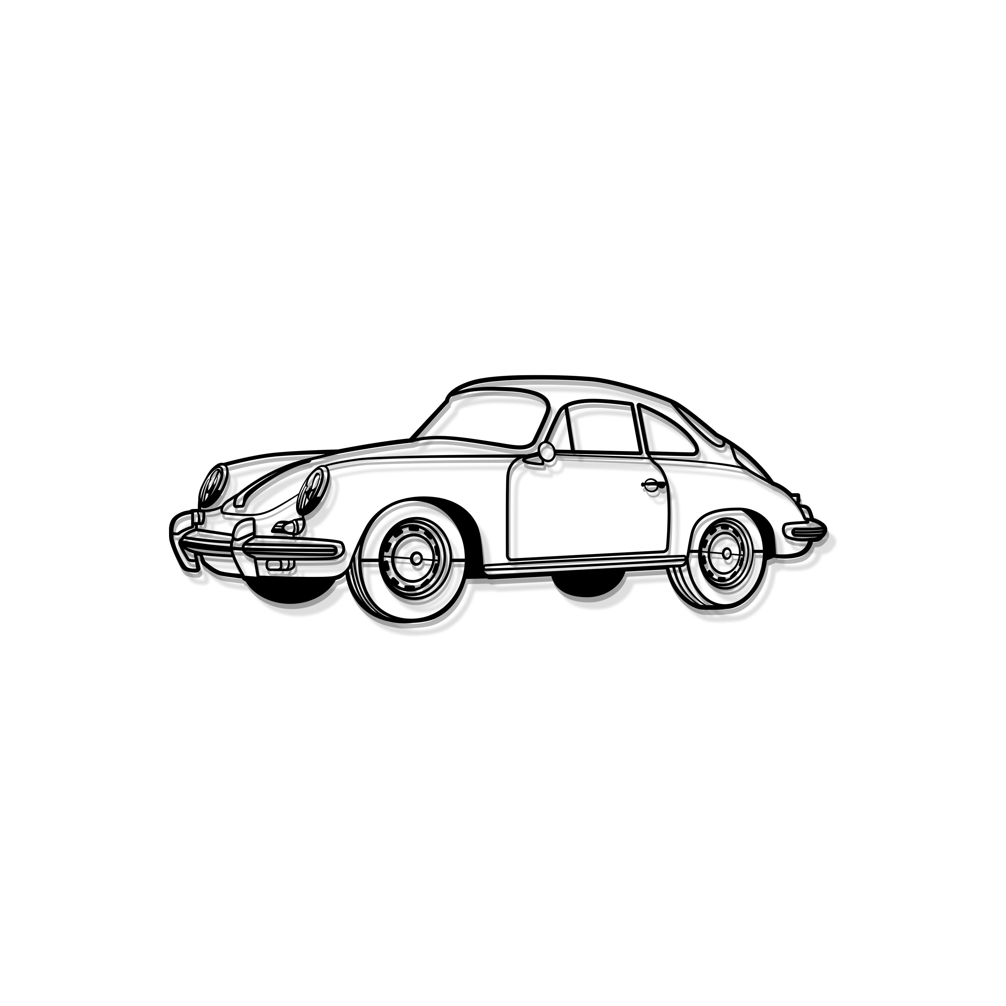 1964 356 SC Perspective Metal Car Wall Art - MT1286
