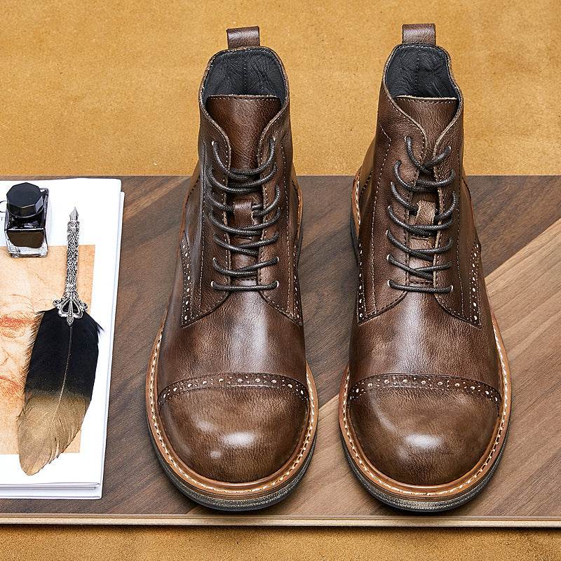 Leather British Martin boots Men's high-top leather shoes