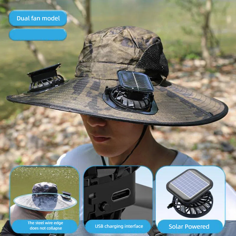 Camper Solar Fan Hat Fishing Hat Men's Outdoor Mountaineering UV Protection Sunshade Fishing Hat with Fan V.I.P Digital Presence