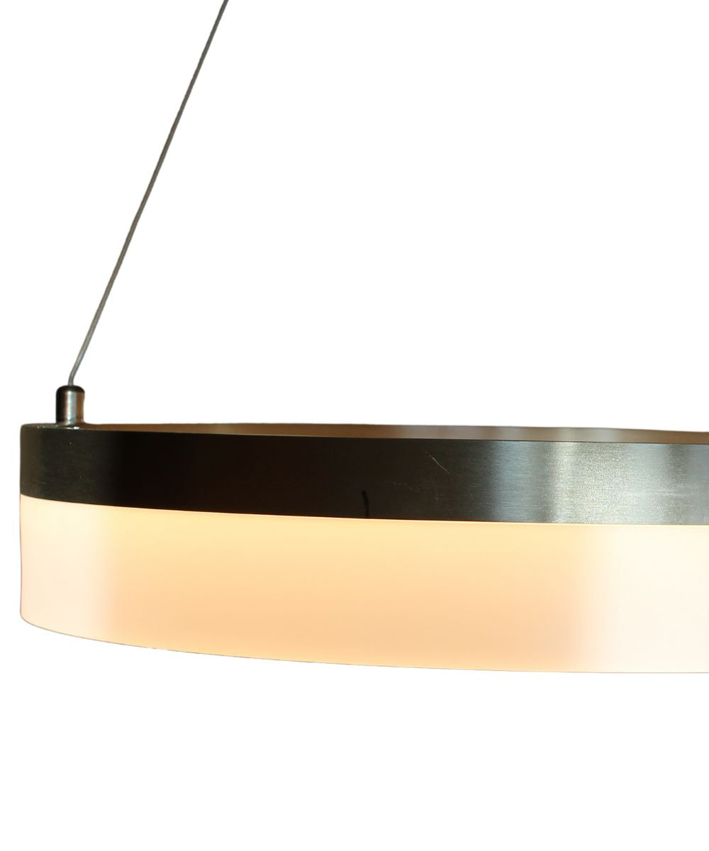 Edge-Lit 16"W 1-Light Round LED Ribbon Chandelier Light Fixture Brushed Nickel Finish LampsUSA