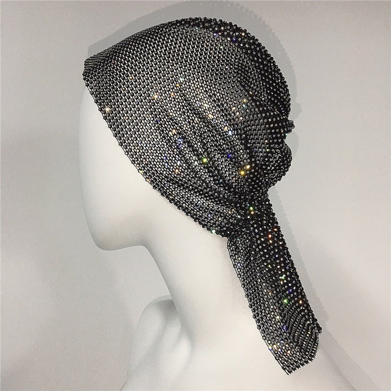 Mesh Rhinestone Elastic Hair Band Headband Outdoor Fashion Headwear Fishing Net Hat V.I.P Digital Presence