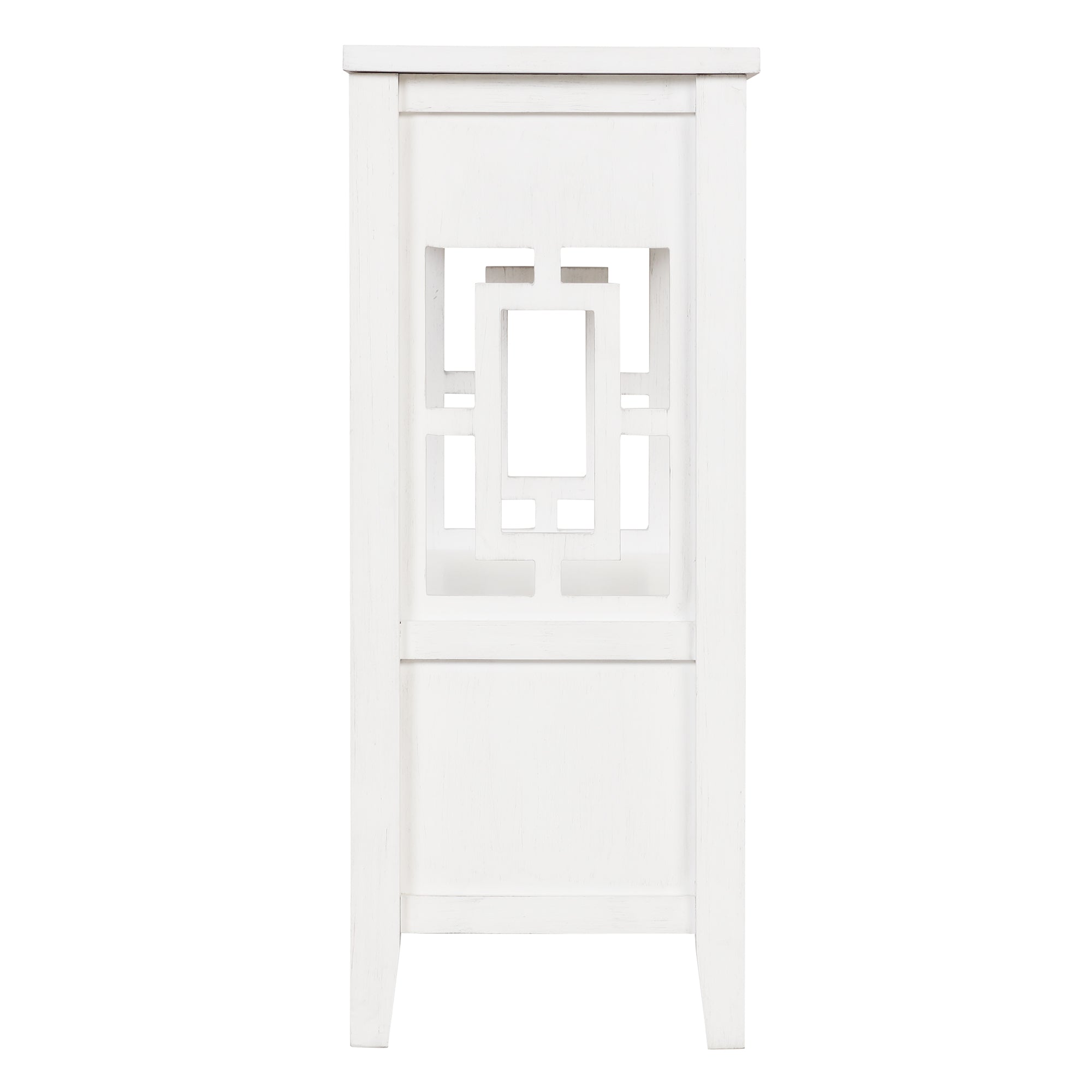 36'' Farmhouse Pine Wood Console Table Entry Sofa Table with 4 Drawers & 1 Storage Shelf (Antique White)